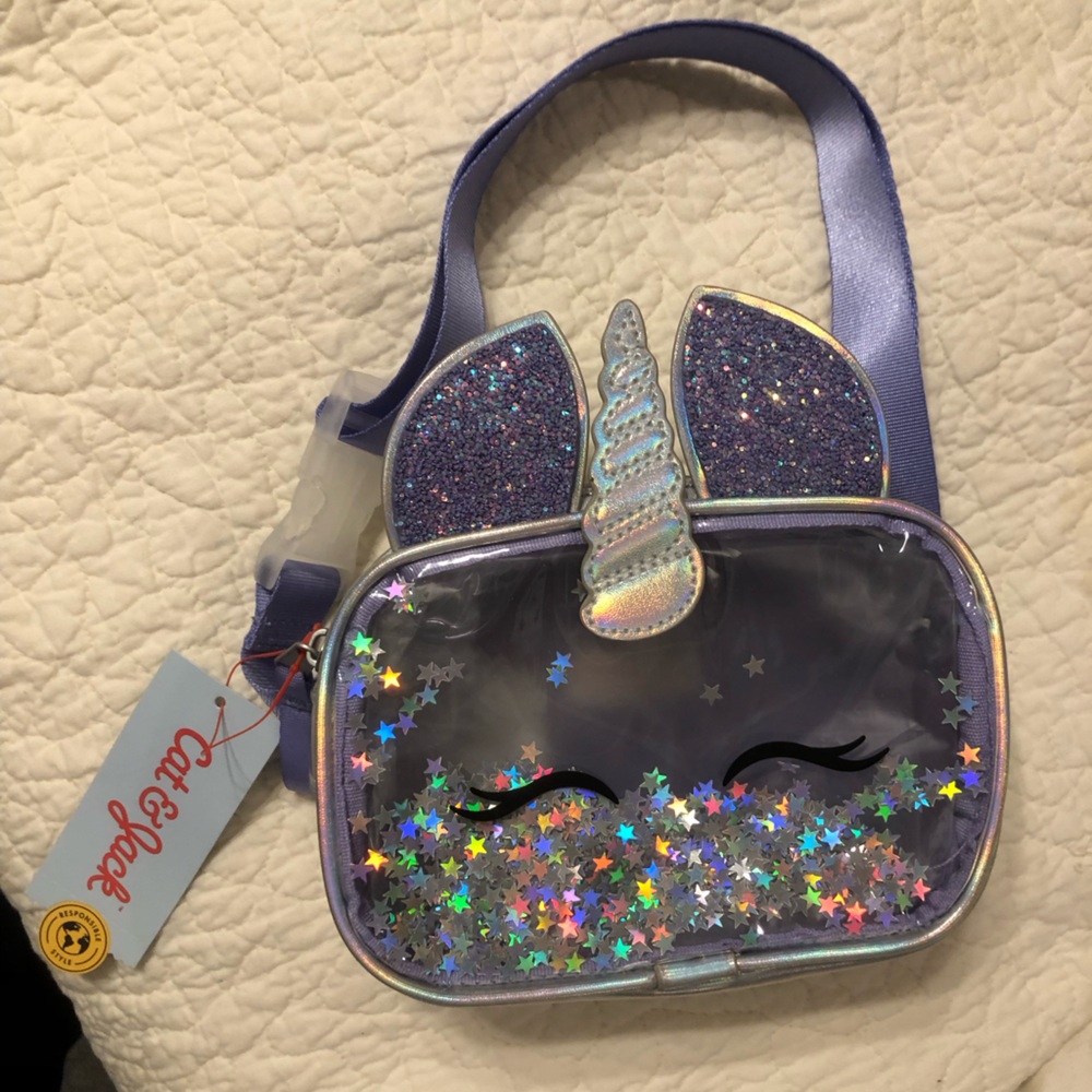 Cute & Sparkly Purple Unicorn Kids Crossbody Bag